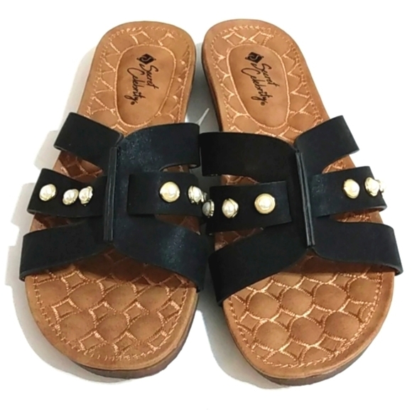 SECRET CELEBRITY BLACK AND PEARL SANDALS SIZE 10 NWT - Picture 10 of 10